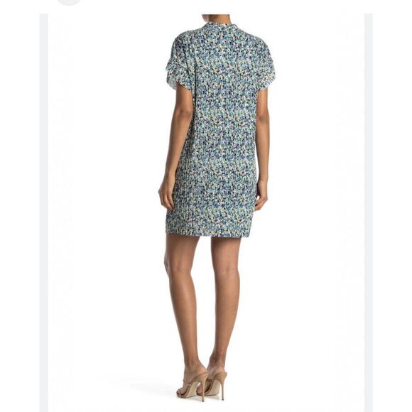 NWT Collective Concepts Blue, white, teal floral short sleeve dress size L - Picture 2 of 9